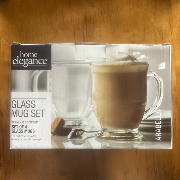 Never used coffee and tea glass mug set by home elegance - Picture 2 of 4